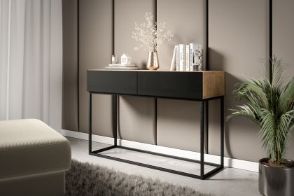 Avorio 120 Konsola Dąb Artisan /Czarny Połysk Konzol asztal