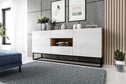 Avorio 180 Komoda Dąb Artisan /Biały Połysk Komód